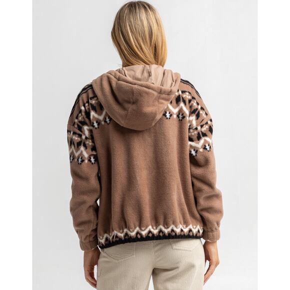 O'neill Lynwood Super Fleece Light Brown Full Zip Hoodie | Women's XS - Picture 3 of 16